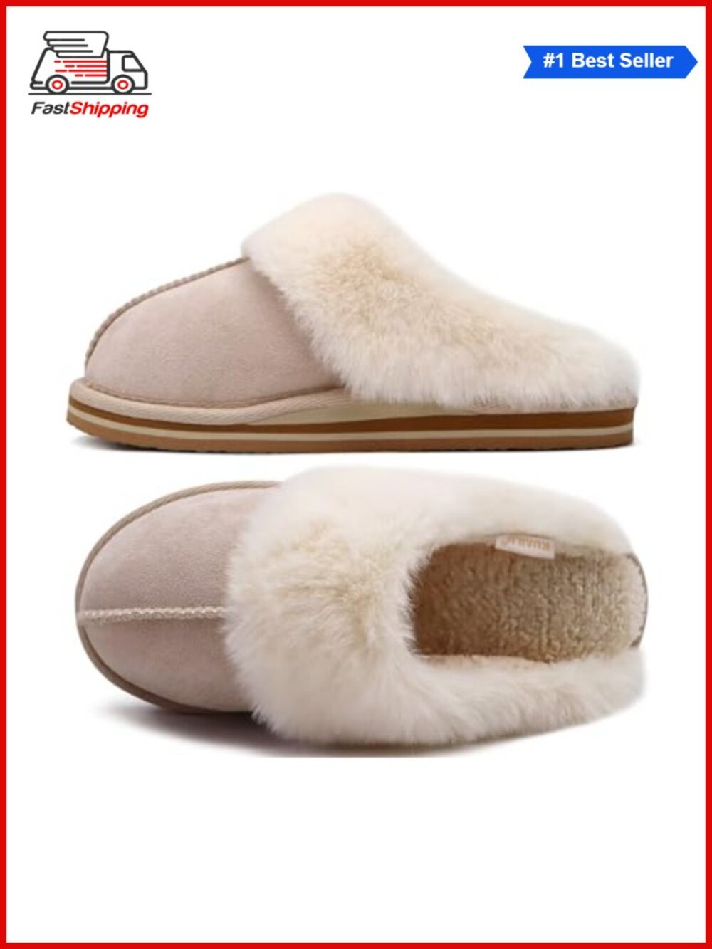 ✨Womens Fuzzy Memory Foam Slippers Warm House Shoes Arch Support